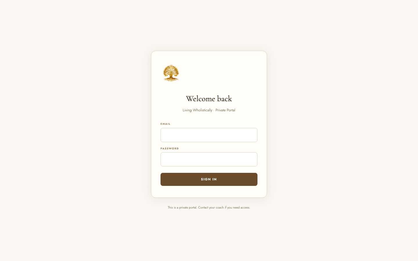 Living Wholistically — custom wellness platform and client portal