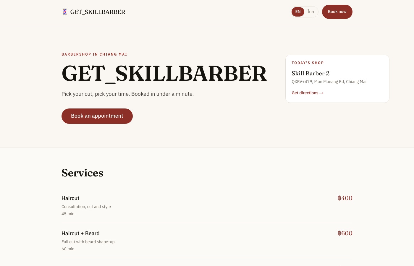 Skill Barber bilingual booking platform